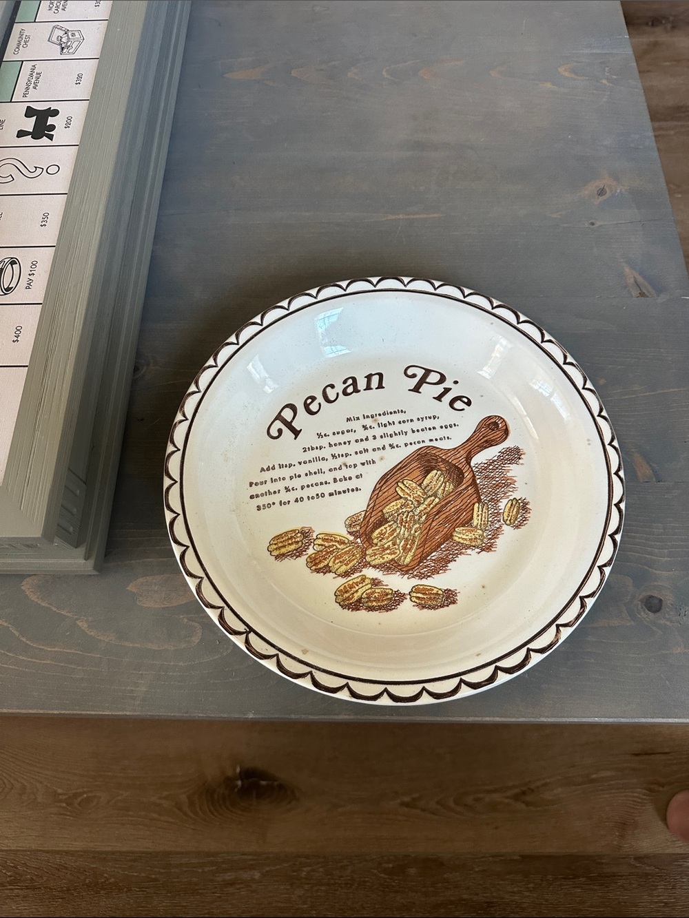 Pecan Pie Ceramic Serving Bowl - White and Brown